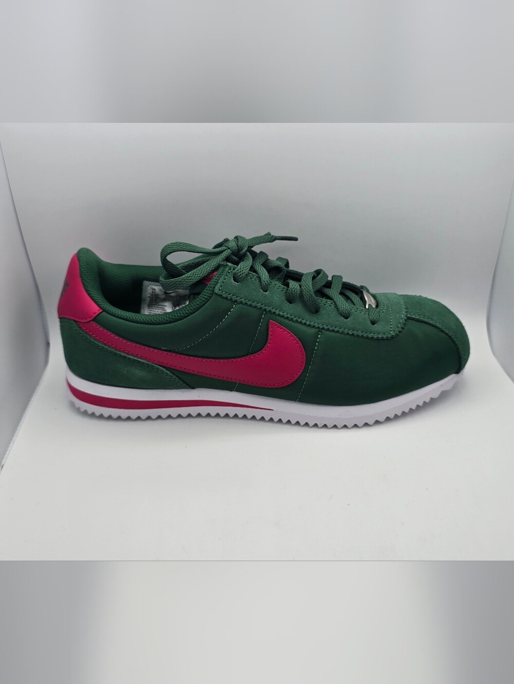 Nike Kids Cortez TXT Green Runner with Pink Swoosh
